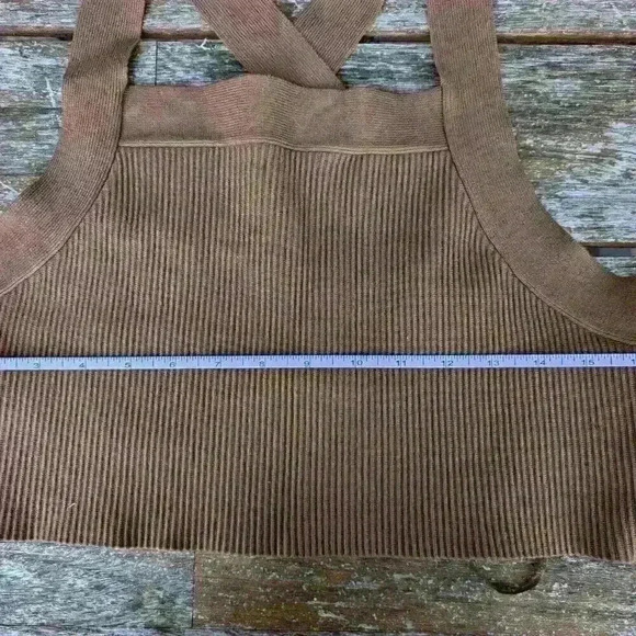 NWT House of Harlow brown ribbed basics crop top size xl - Picture 3 of 4